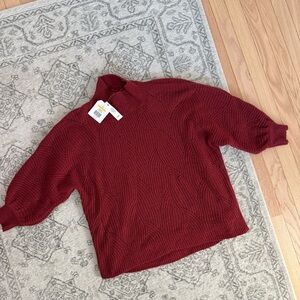 NWT Belk Rich Burgundy mock neck Sweater with half sleeves